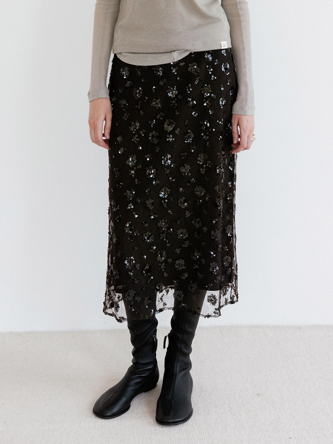 루에브르 H line Spangled long Skirt SW3AS317_2color 상품 이미지 2