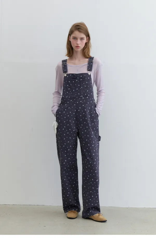 Mari Print Overalls Charcoal