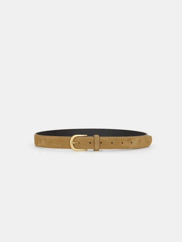 29 Vintage buckle suede belt - Beige