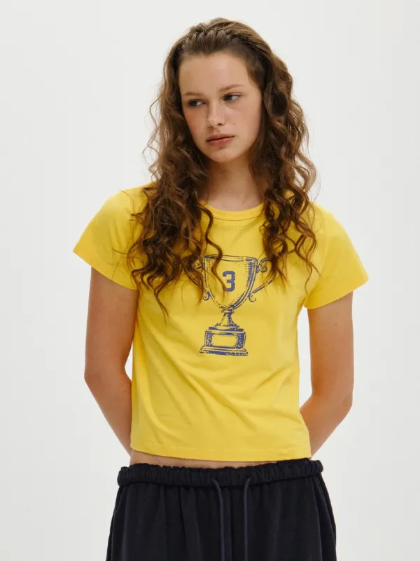[PLZPROJECT]3RD TROPHY T-SHIRT, YELLOW