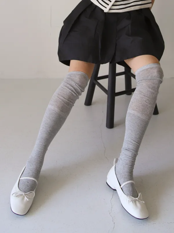 [바잉] knee high socks (그레이, 연베이지)