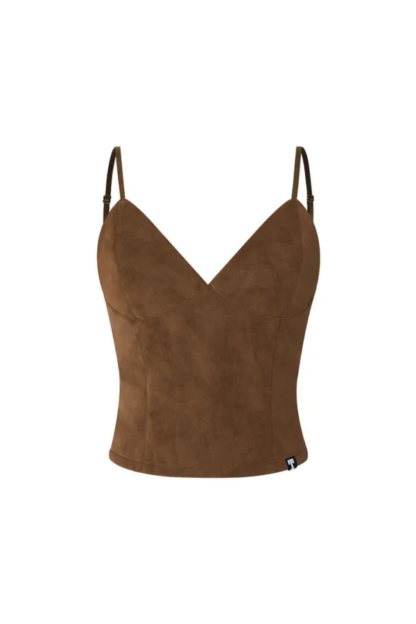 FAUX LEATHER CAMI-TOP (BROWN)