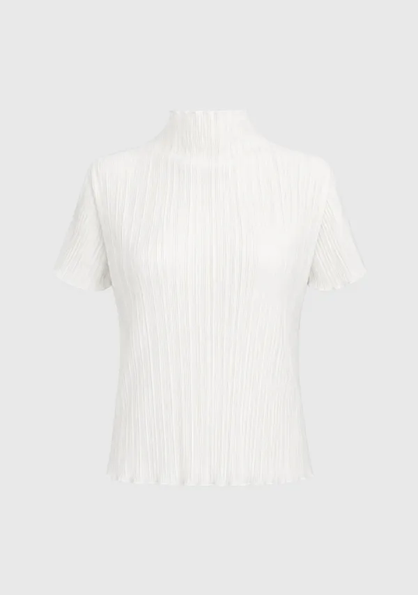 Lorin Pleats Half T-shirt White