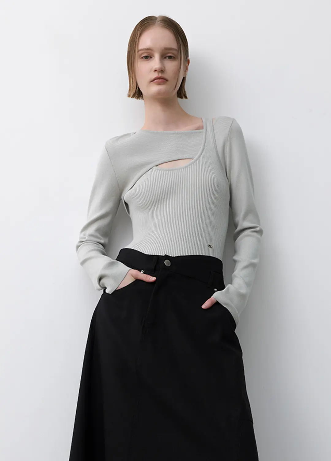 아뜰리에 나인 (T-7013)CITA FAKE LAYERED KNIT 상품 이미지 2