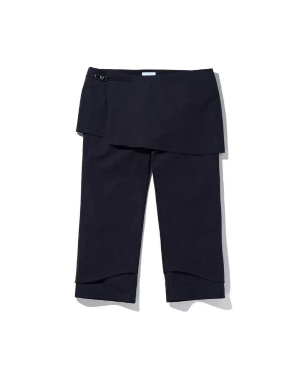 LAYERED SKIRT CAPRI PANTS_BLACK