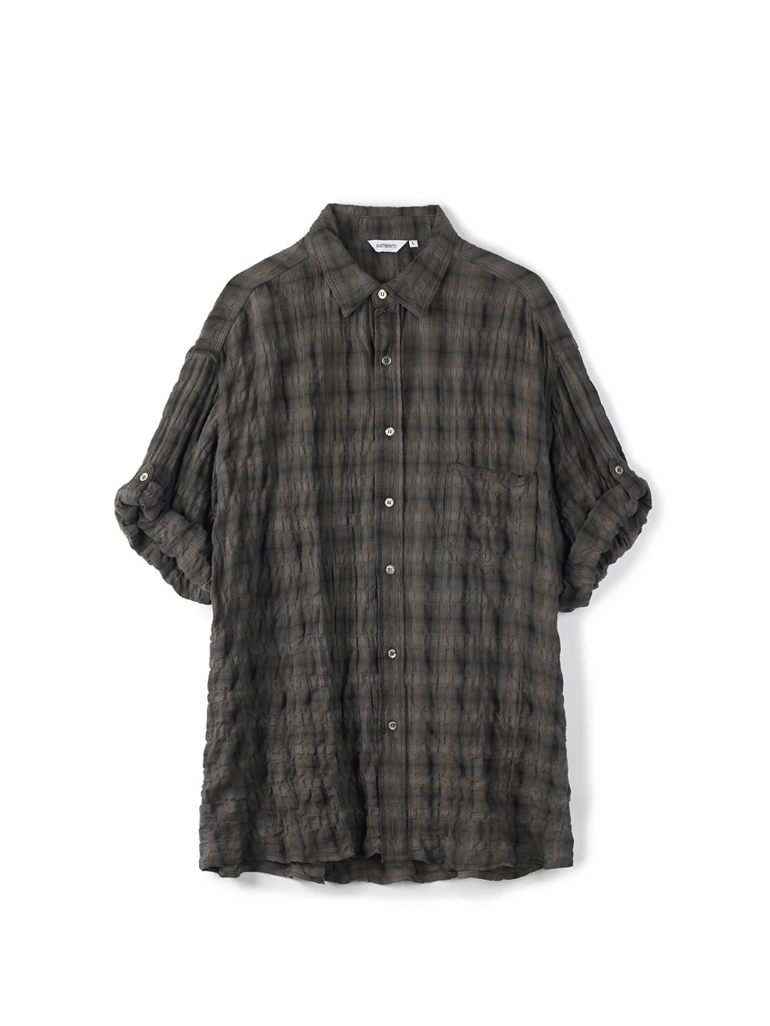 파르티멘토 Vintage Crinkle Check Roll Up Half Shirts_Smoke Gray 상품 이미지 3