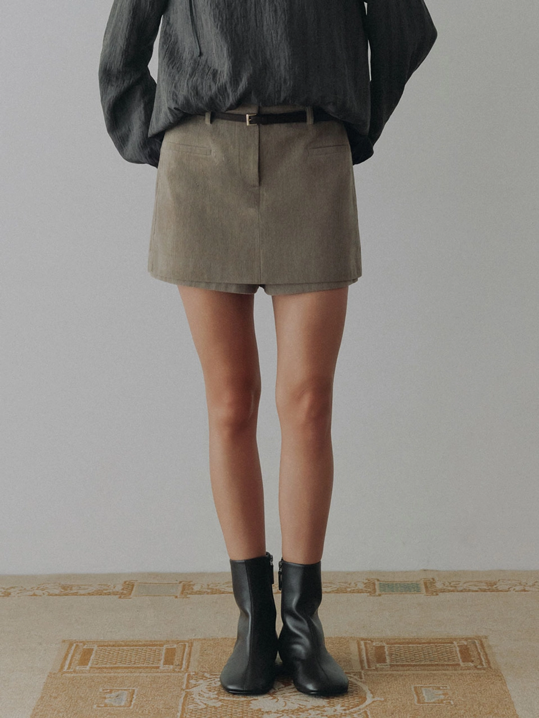루에브르 Belted H-Line Mini Skirt (Corduroy) SW6AS151-96 상품 이미지 1
