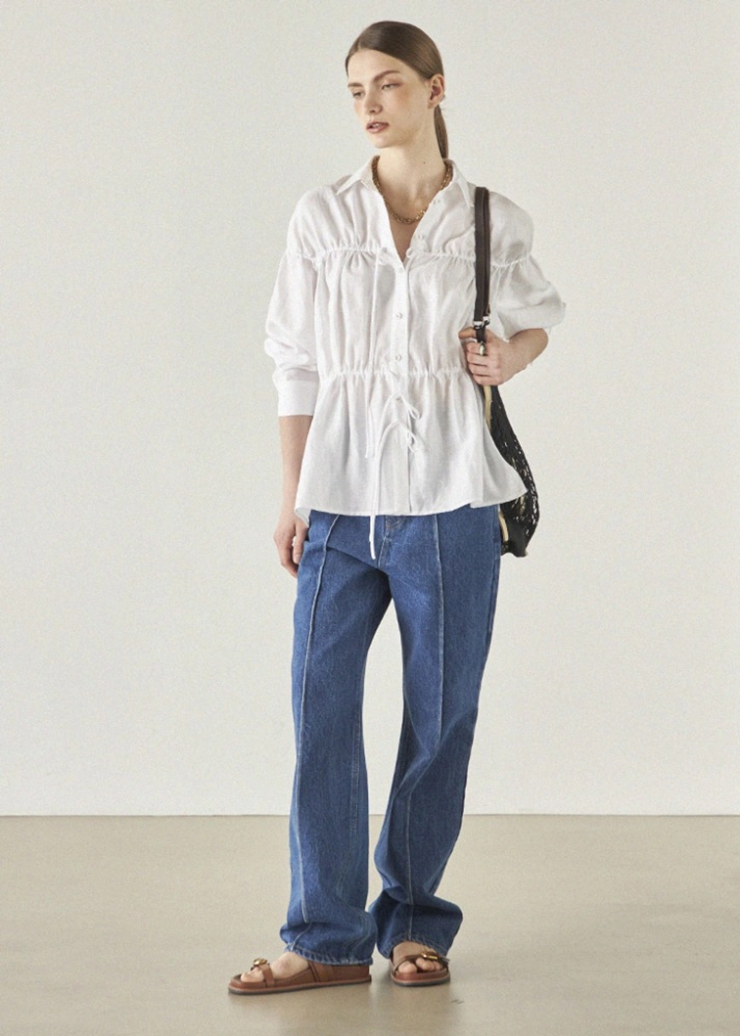 메종드이네스 STRING WRINKLE BLOUSE_WHITE 상품 이미지 2