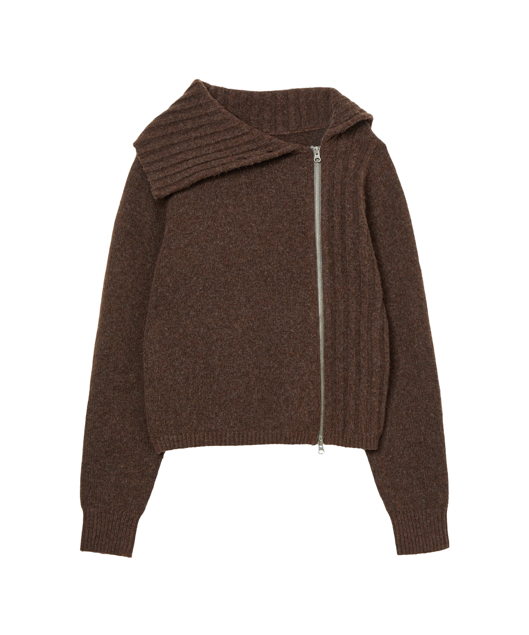 에이이에이이 HIGH NECK KNIT ZIP UP [BROWN] 상품 이미지 1