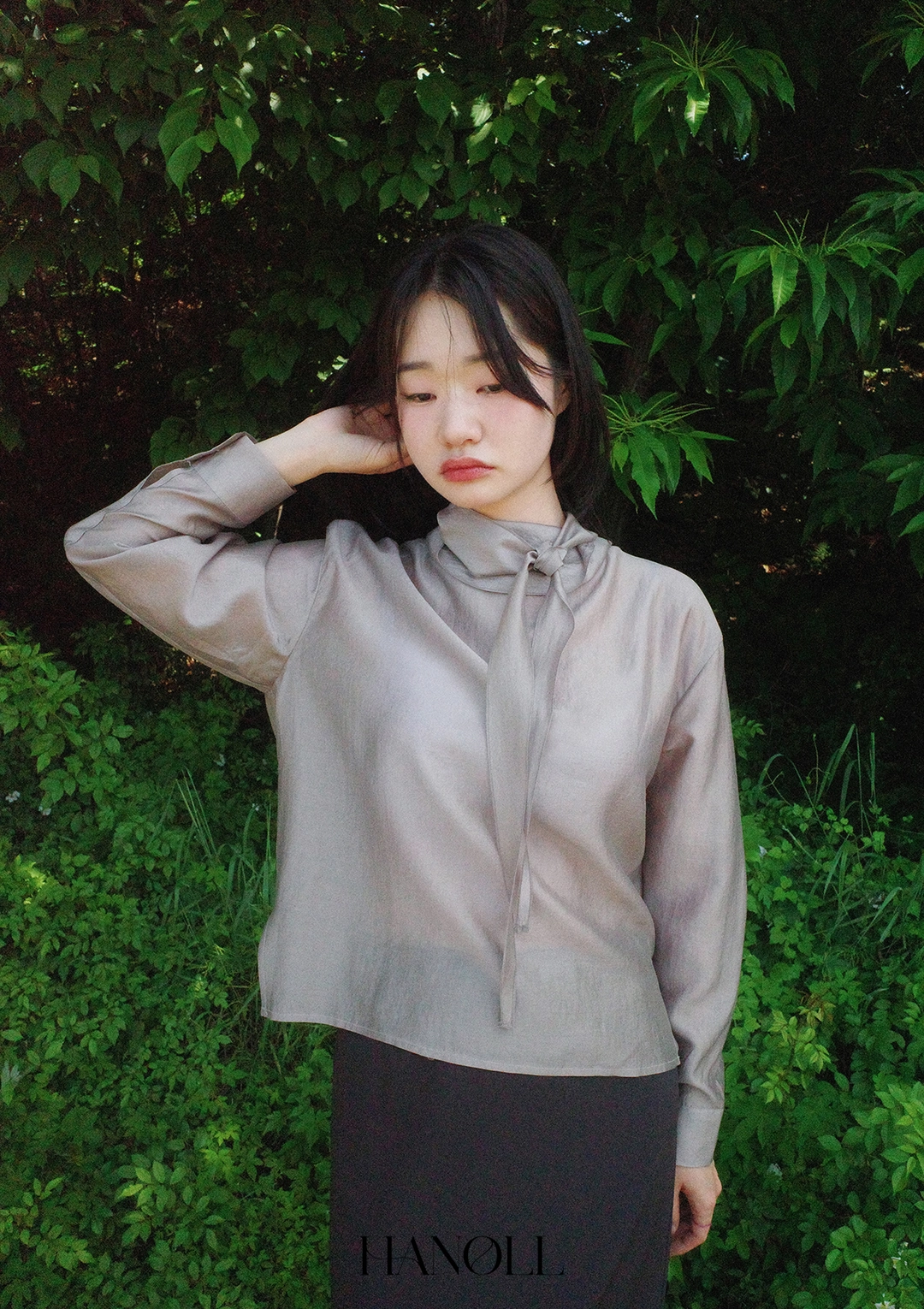 한올 Tie Blouse (Gray) 상품 이미지 2