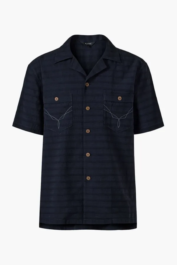 Men\'s Western Embroidered Pocket Shirt,  Navy