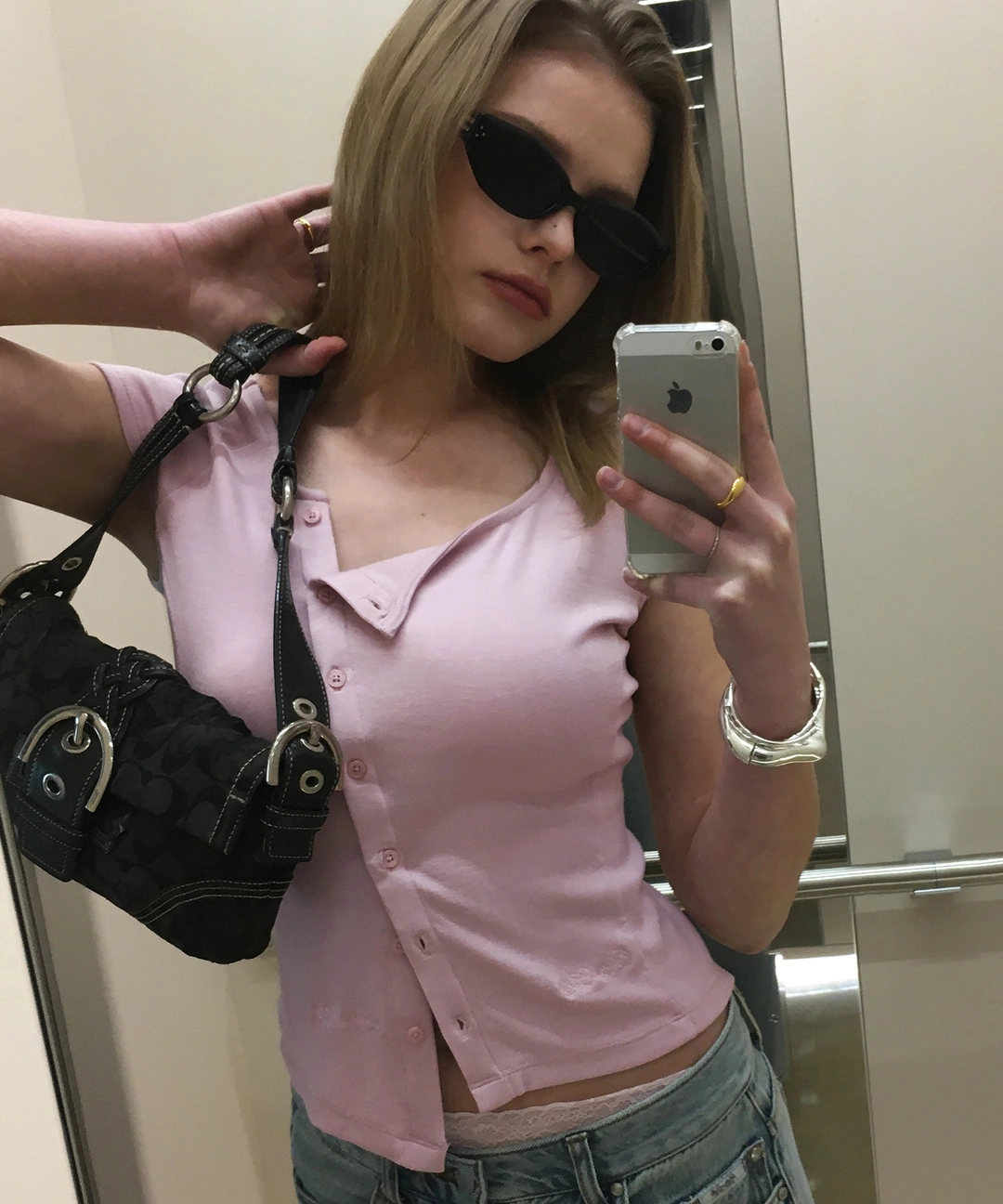 비터셀즈 Edith Button Up Blouse-Pink 상품 이미지 2