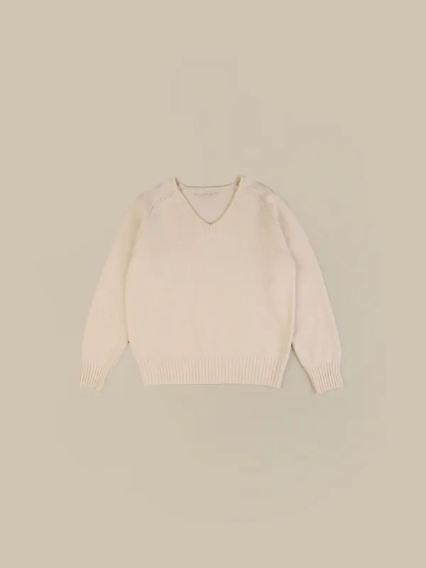 FOG V NECK KNIT [ CREAM ]