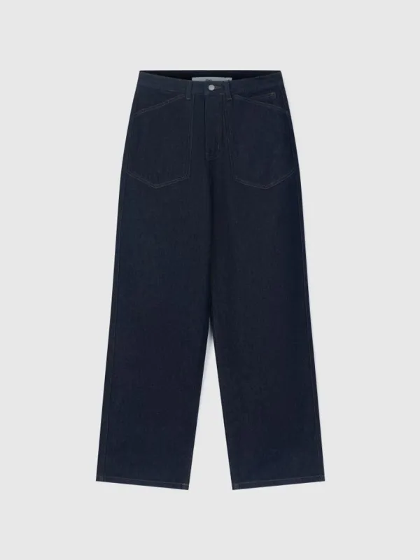Fatigue Cinch Back Raw Denim / Fabric From Türkiye (Indigo)