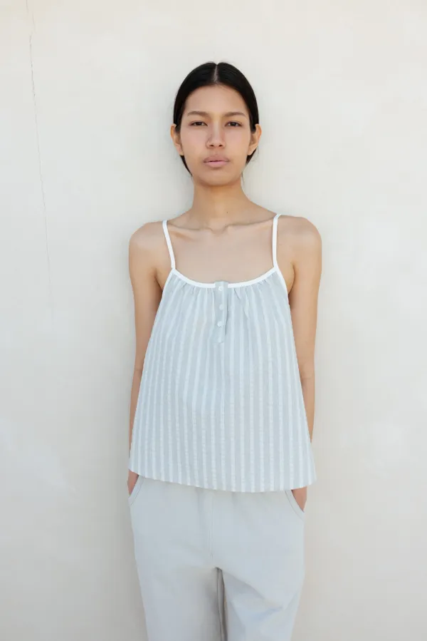 Textured Stripe Button Sleeveless (Stripe)
