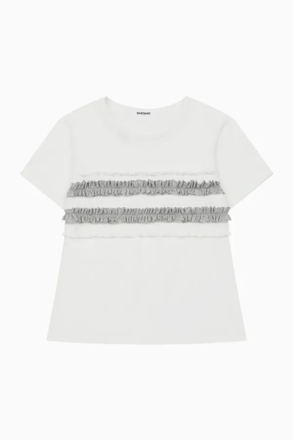 DOT FRILL T-SHIRT, WHITE