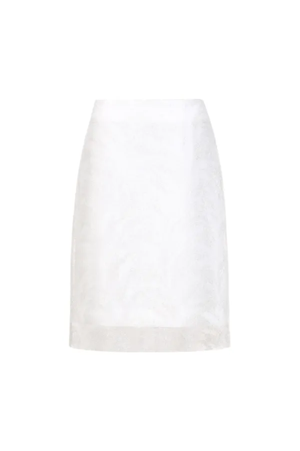 Overlay Beads Skirt, Off White