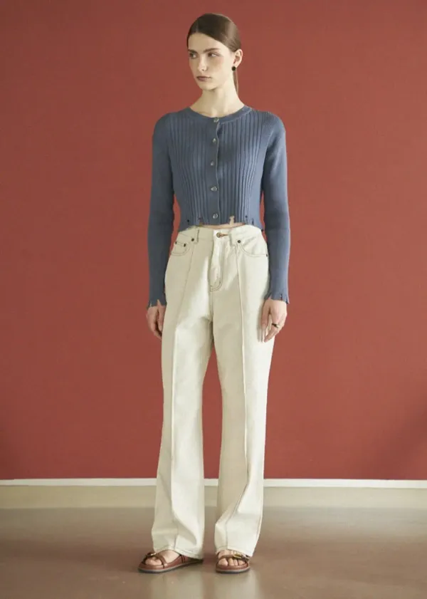 PINTUCK STITCH DENIM_IVORY