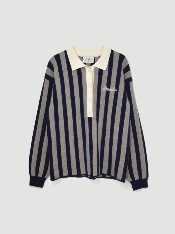 Collar stripe knit (그레이)
