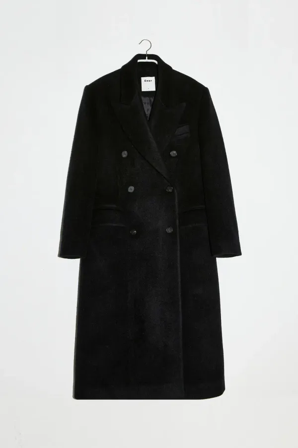 DOUBLE BREASTED TAILORED COAT - BLACK
