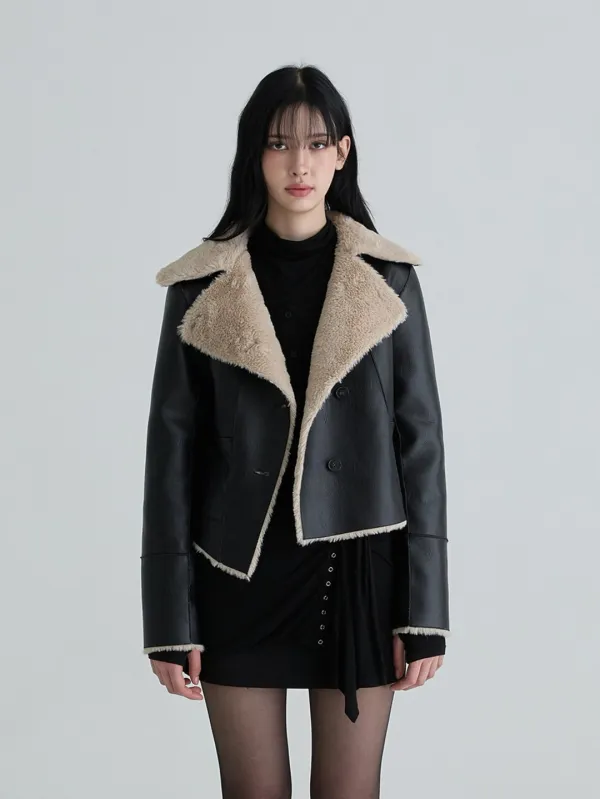 Reversible shearling mustang (Black)