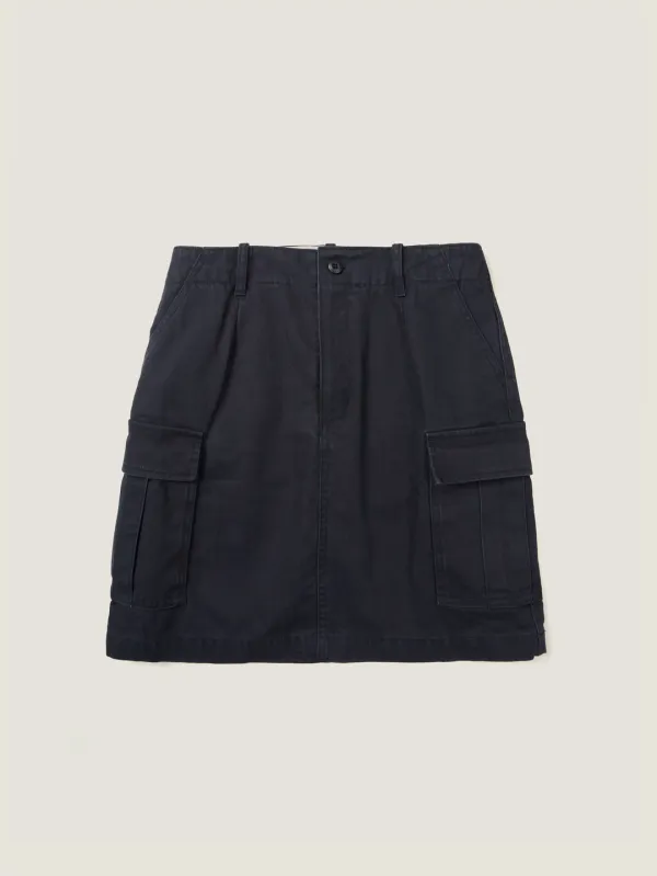 LILY UTILITY CARGO SKIRT [ Herringbone Navy ]