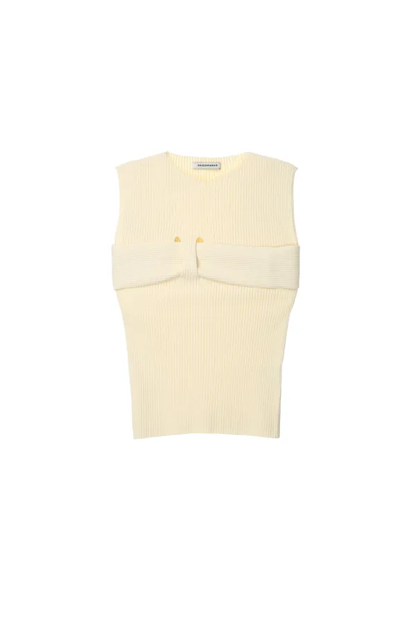Plaid Knit Sleeveless, Ivory