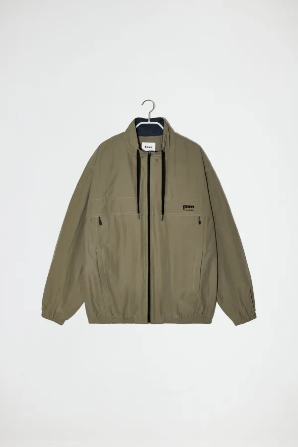OVERSIZED ZIP UP WINDBREAKER - BEIGE