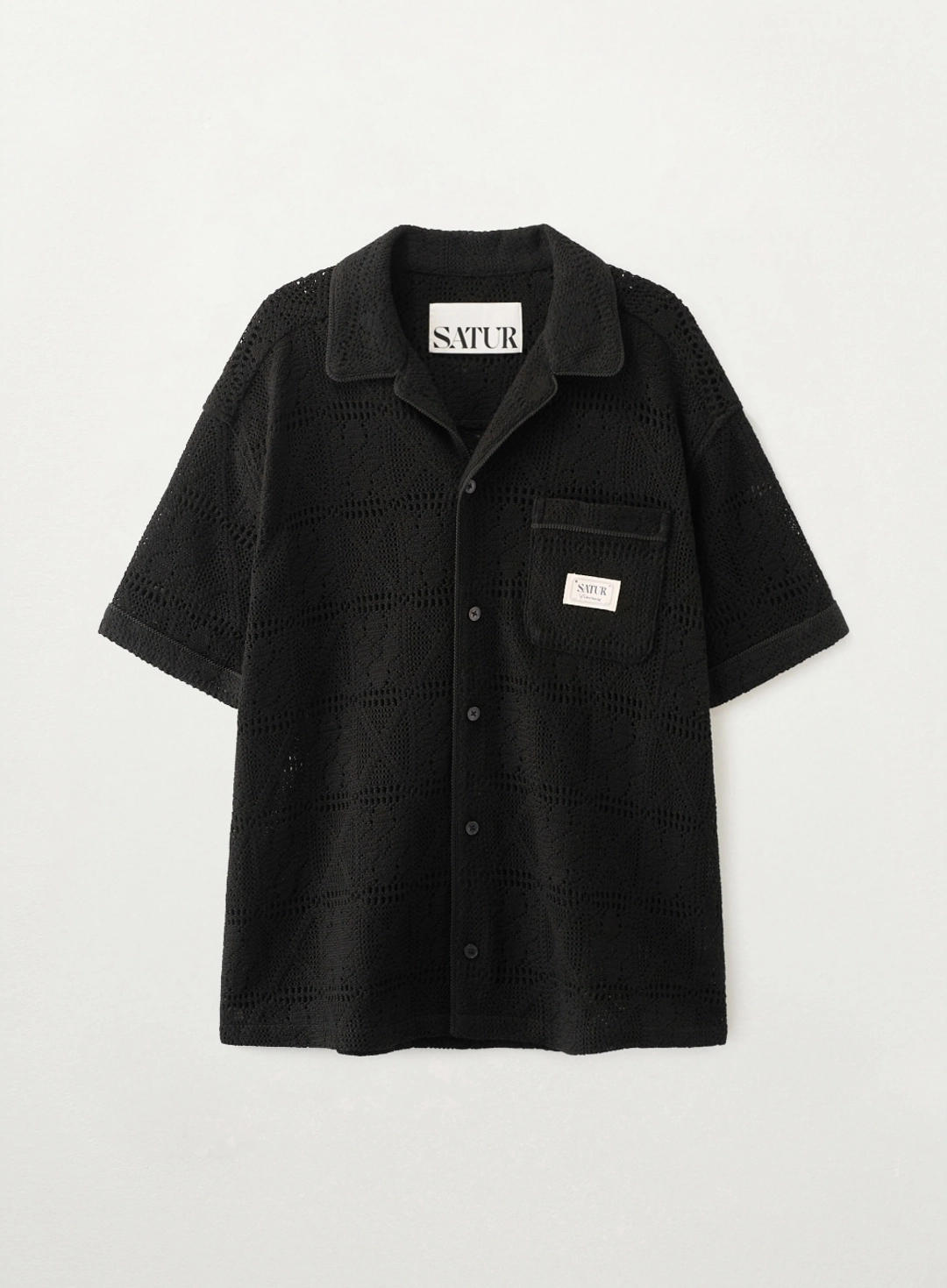 세터 Crochet Collar Half Shirt - Black 상품 이미지 1
