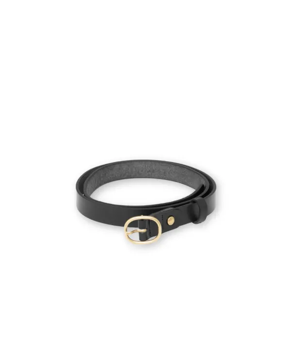 Round Buckle Belt, Black Gold