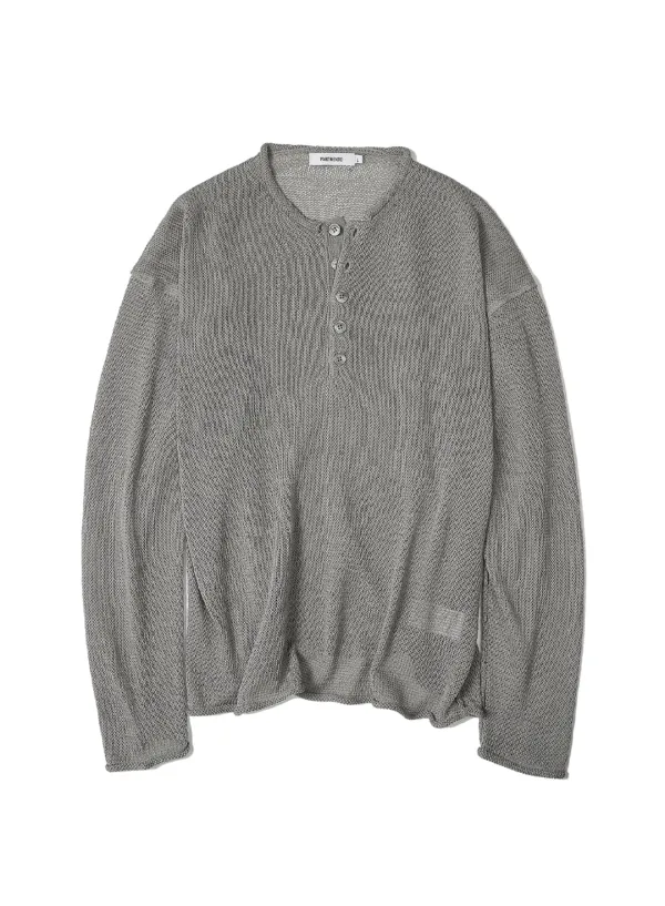 Cut-off Henley Neck Knit_Gray