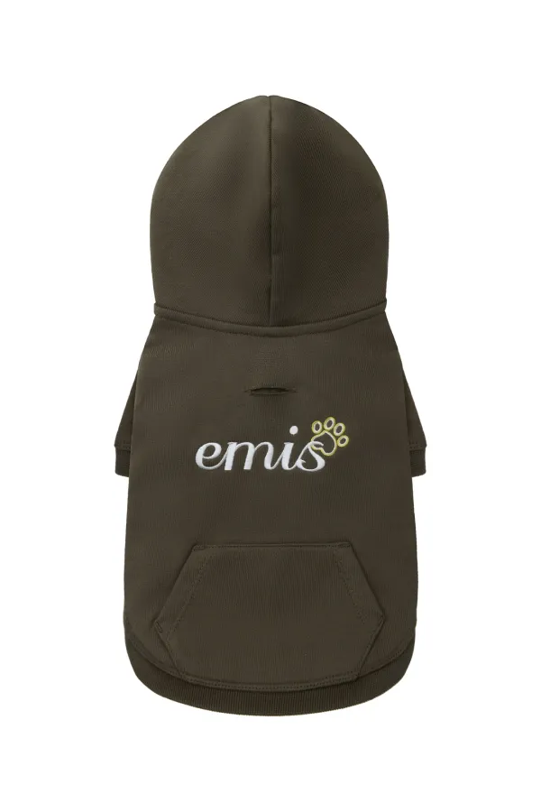 (PET) LETTERING LOGO ZIP UP HOODIE-BROWN