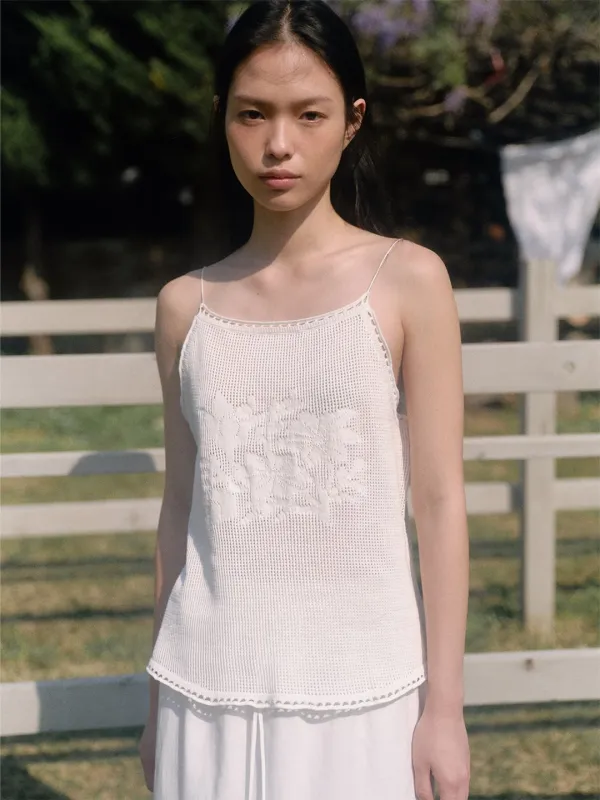 Flower crochet knit top