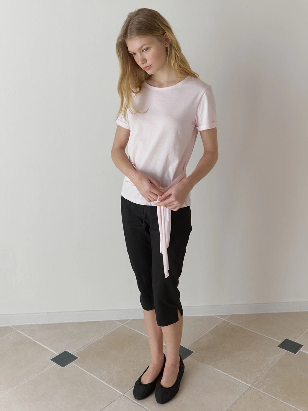 어몽 A WAIST TIE T-SHIRT_PINK 상품 이미지 2