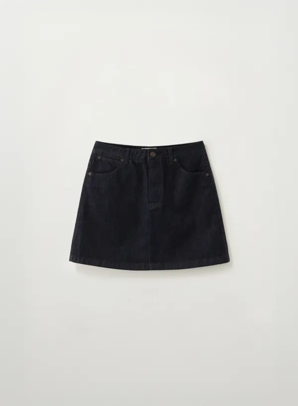 (W) Classic Nonfade Denim Mini Skirt - Indigo
