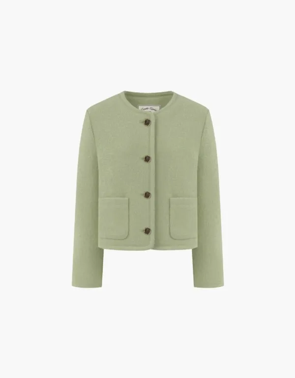 wool crop jacket - mint