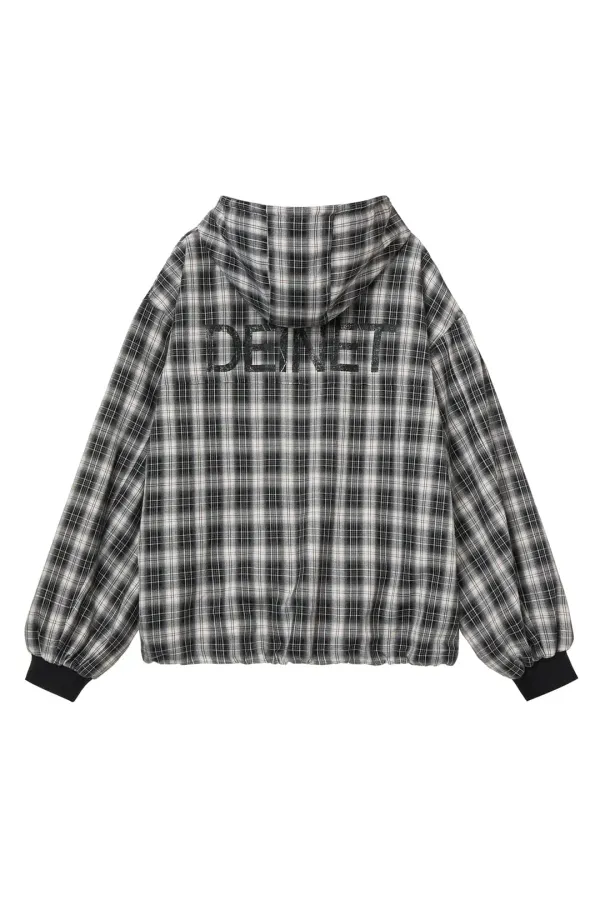 CHECK BOMBER JACKET IN BLACK