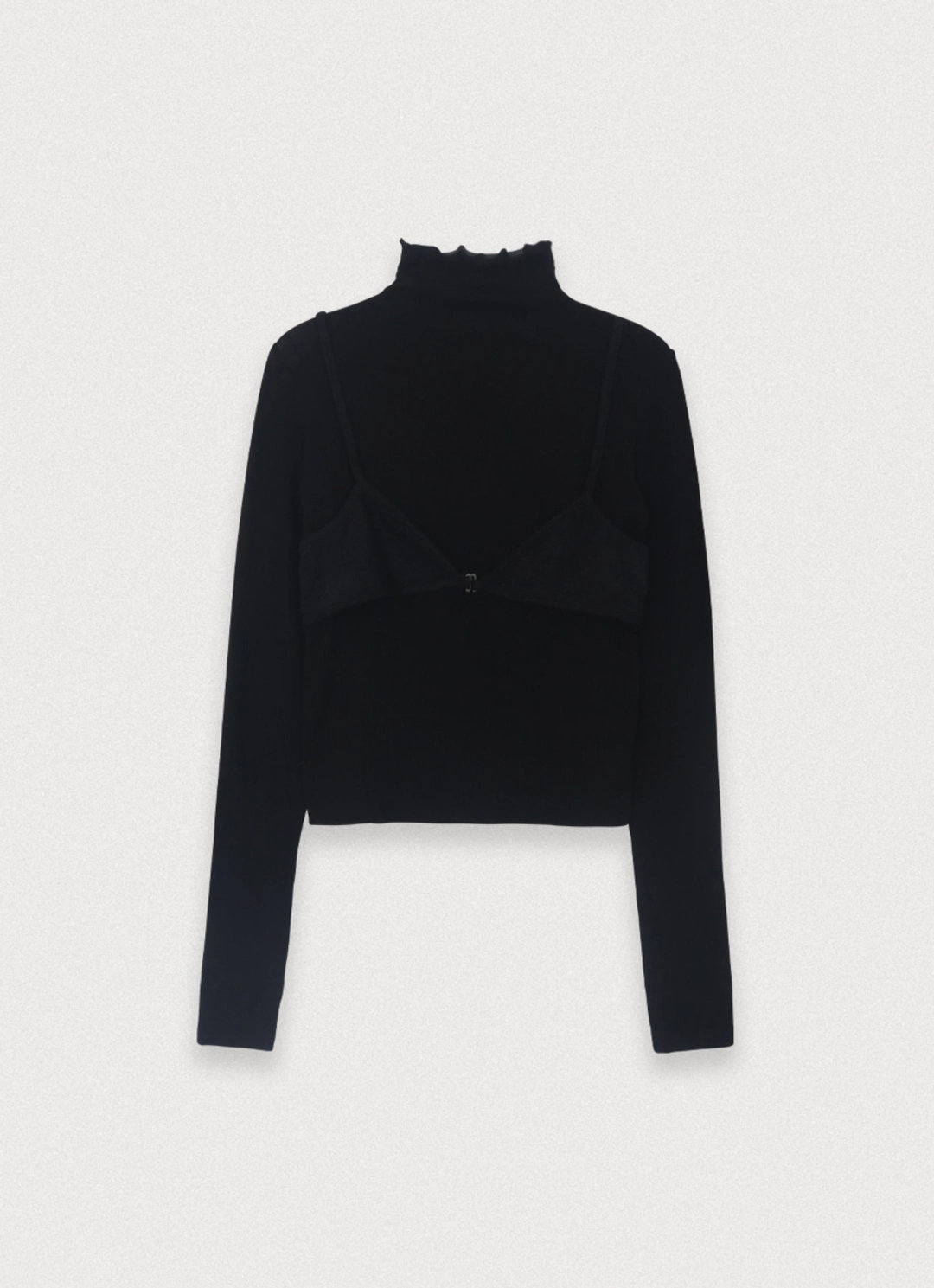 포에토 BRALETTE LAYERED HALF NECK TEE - BLACK 상품 이미지 1