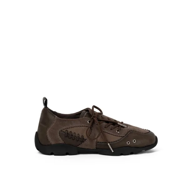 OBLIQUE PANEL SNEAKERS / BROWN