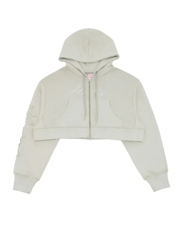 Natural Shine Crop Zip-up Hoody (Oyster)