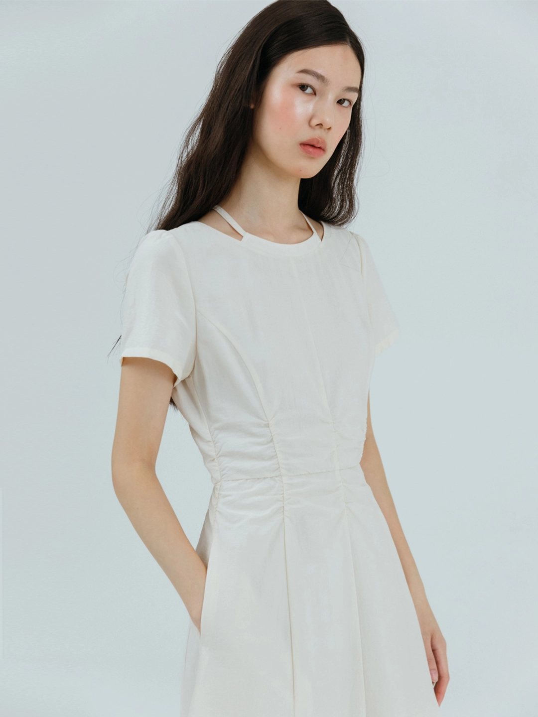 에트몽 Double Neck Cut-Out Dress, Cream 상품 이미지 2