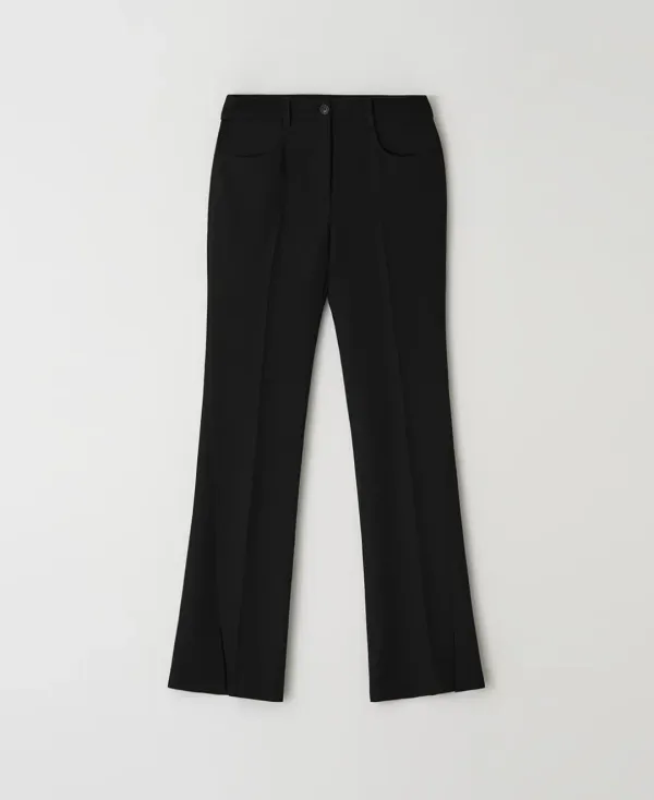 Boots cut slit pants_BLACK