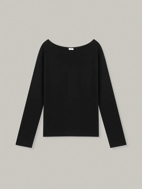 wool boat neck knit  (black)