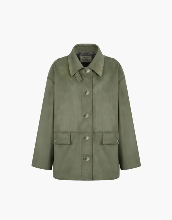 suede half jacket - light khaki