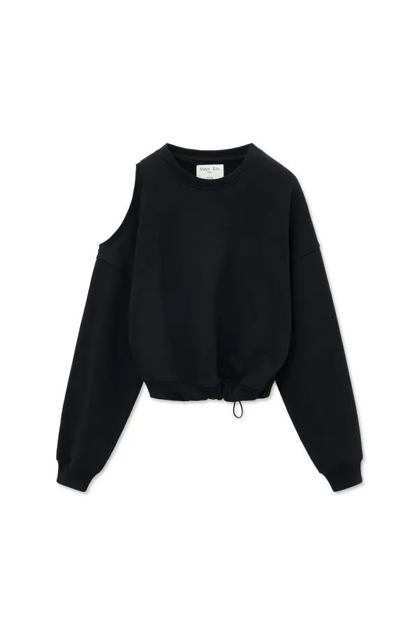 SHOULDER HOLE SWEATSHIRT IN BLACK