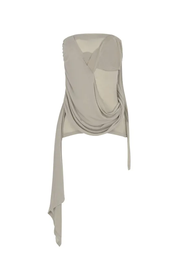 [4TH] SIGNATURE DRAPE TUBE TOP, BEIGE
