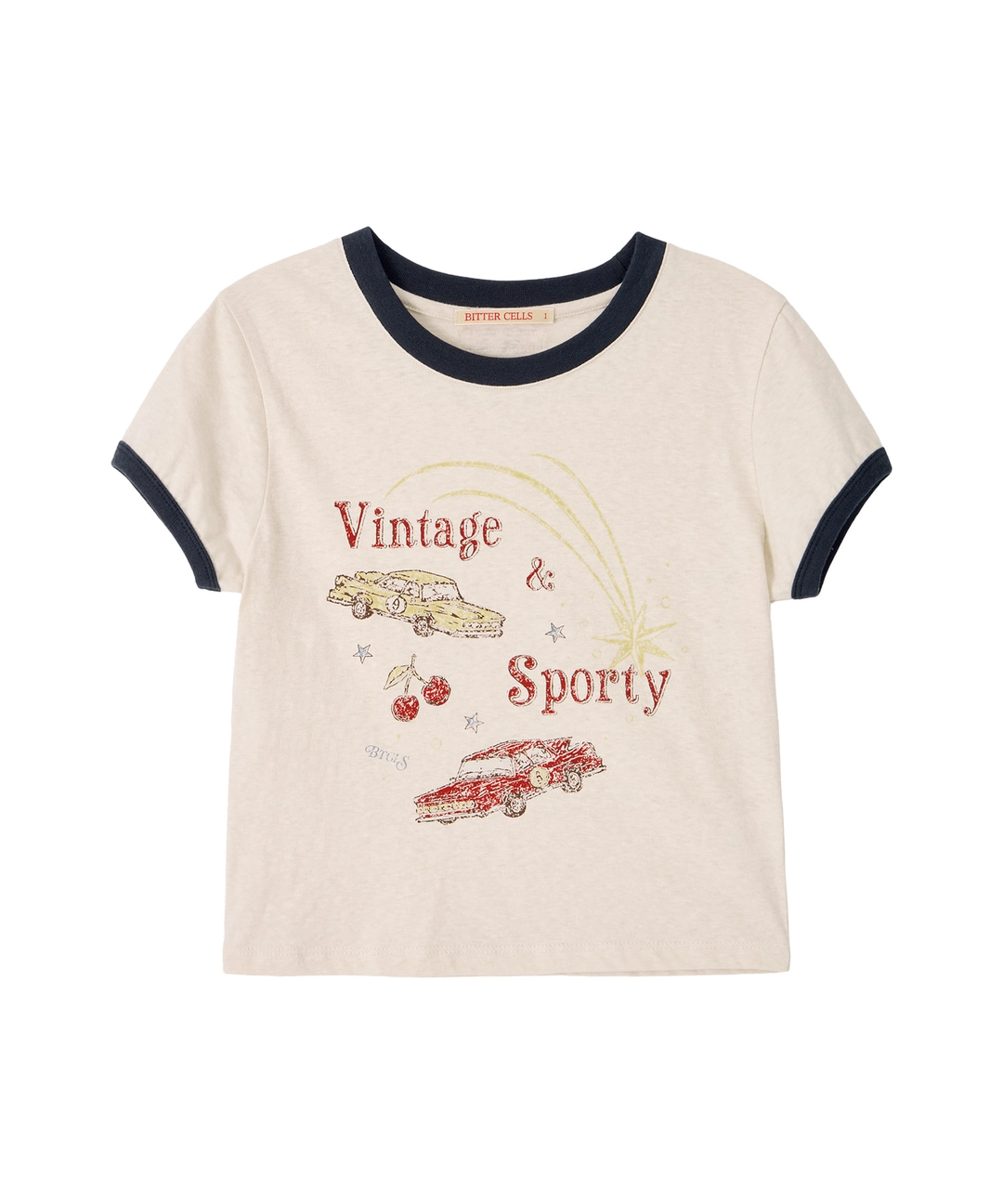 비터셀즈 Vintage Car Ringer Tee-Cream 상품 이미지 1
