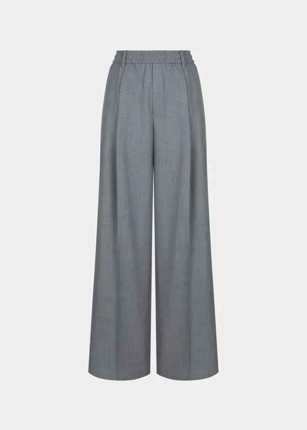 W VERANO WOOL STRIPED STRAIGHT PANTS - GRAY