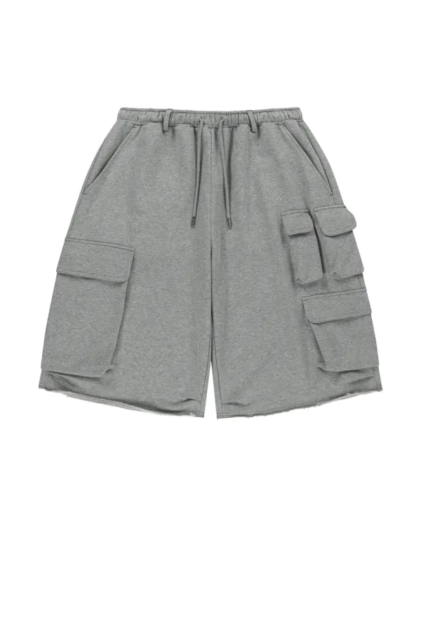 TERRY UTILITY POCKET BERMUDA PANTS IN GREY