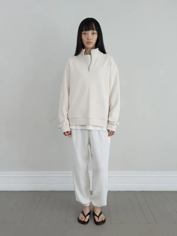 CLASSIC HALF ZIP SWEATSHIRT IN ECRU